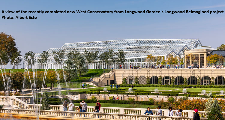 A view of the recently completed new West Conservatory from Longwood Garden's Longwood Reimagined project Photo: Albert Esto