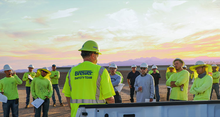 Contractors in a safety briefing