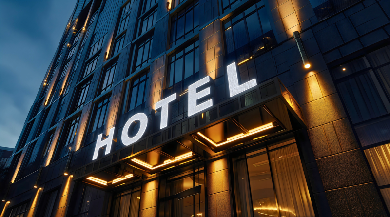 close-up of a large skyrise hotel to support construction rate article