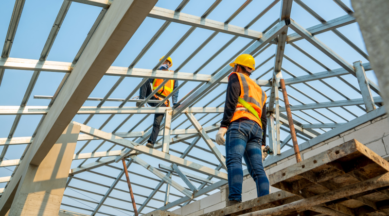 Construction site with rising material costs due to tariffs