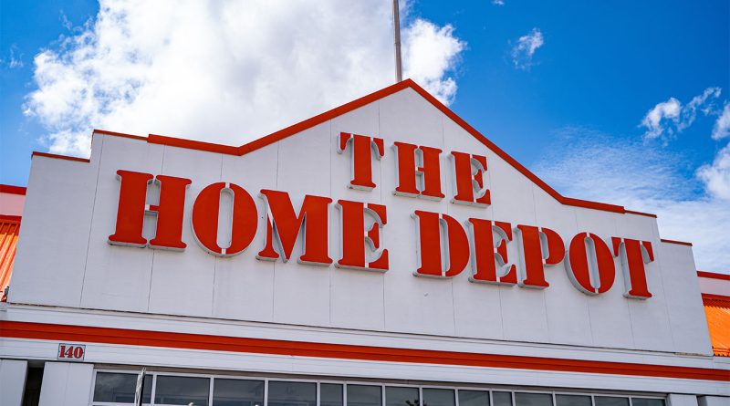 The Home Depot logo on building to support GMS acquisition article
