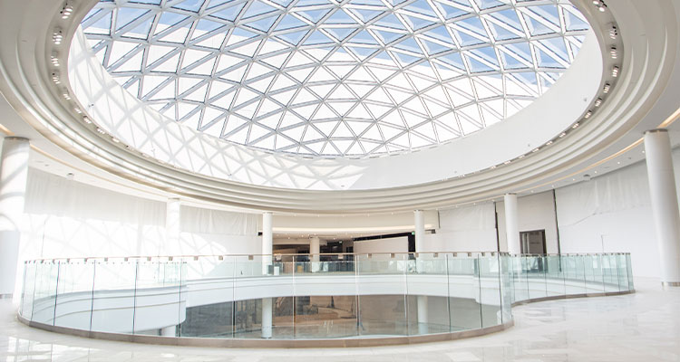 the interior of the American Dream Mall, a large shopping and entertainment complex located in New Jersey, USA