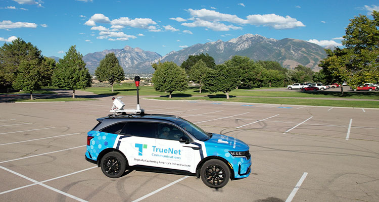 TrueNet Communications vehicle equipped with technology for their OSP Digital Twin service