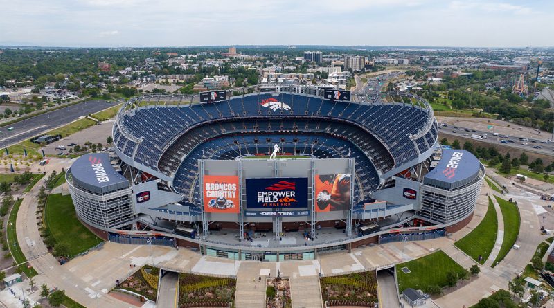 Aerial view of Burnham Yard in Denver, selected as the future site for the new Broncos stadium
