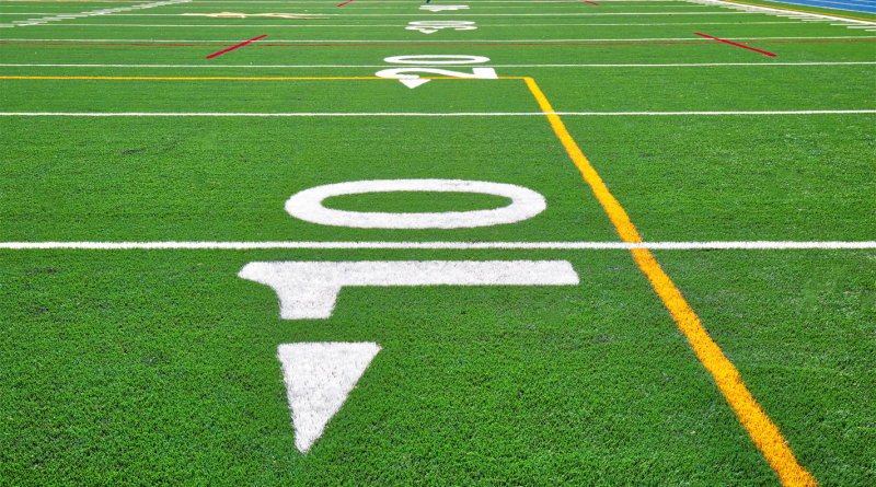 Football stadium and training field in university campus