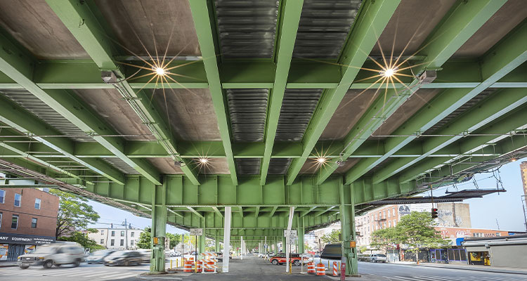 he underside of the Gowanus Expressway Viaduct in Brooklyn, New York.