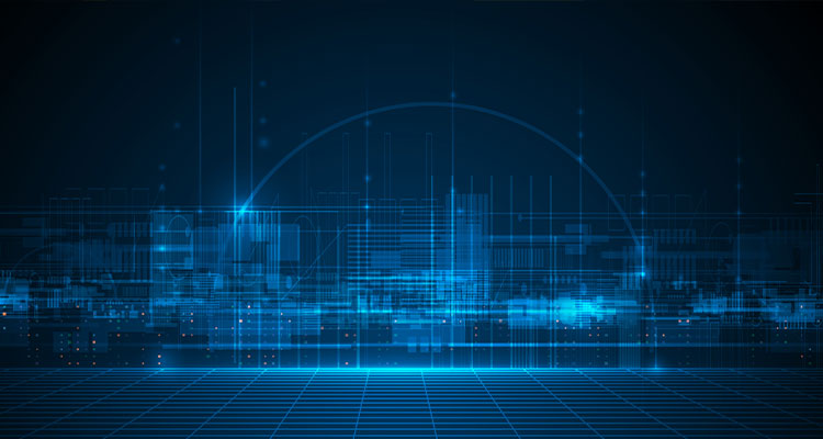 an illustration of an abstract digital city