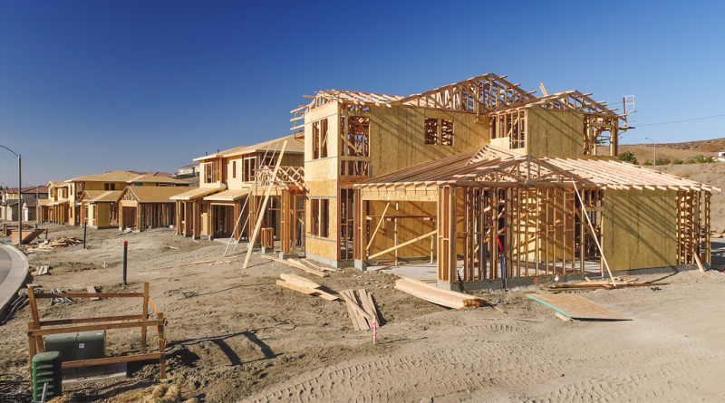 New Homes Framing Being Built Construction Site
