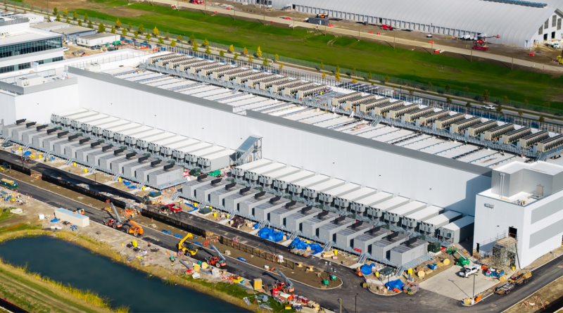 Aerial view of construction of new AI hub and Data center at the suburbs of Columbus, Ohio