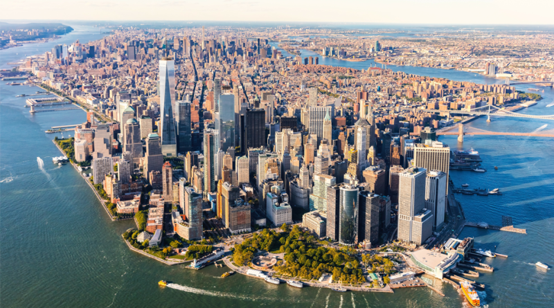 Aerial view of lower Manhattan New York City