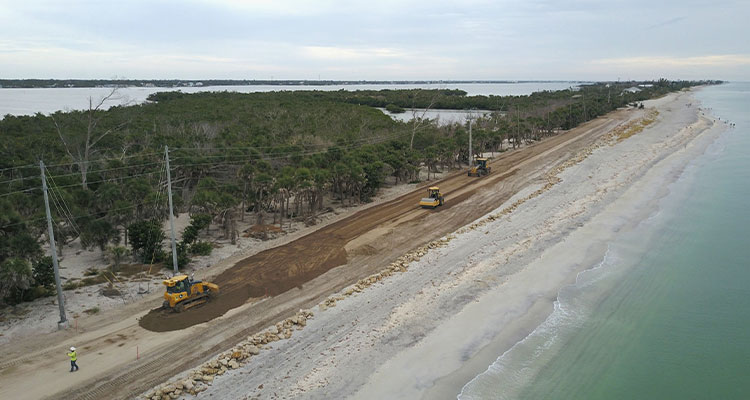 the 2025 Captiva Beach Renourishment project underway in Florida